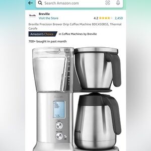 Breville coffee maker and coffee grinder